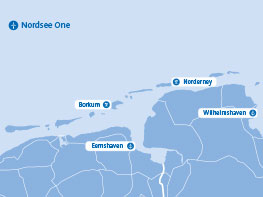 Nordsee One's 54 wind turbines cover an area of ​​around 41 km².
