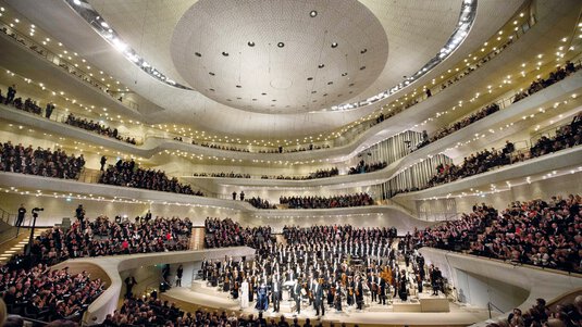 Concert hall with symphony orchestra